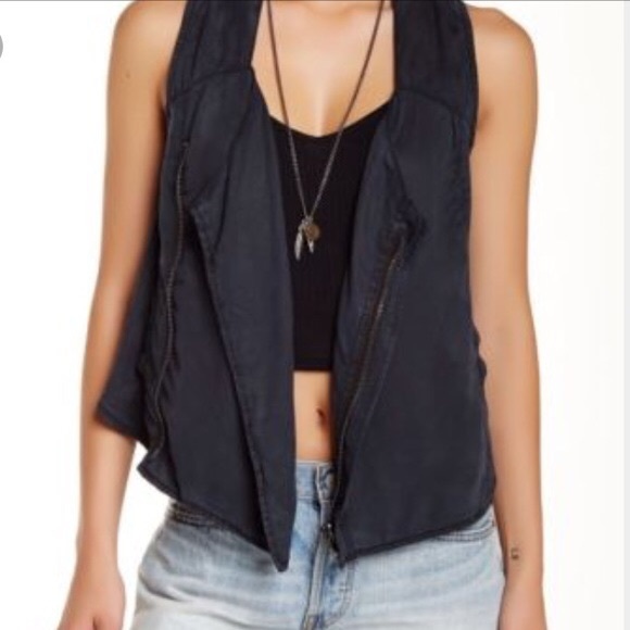 Free People Tops - Free People Navy Boho Zip Vest sz S